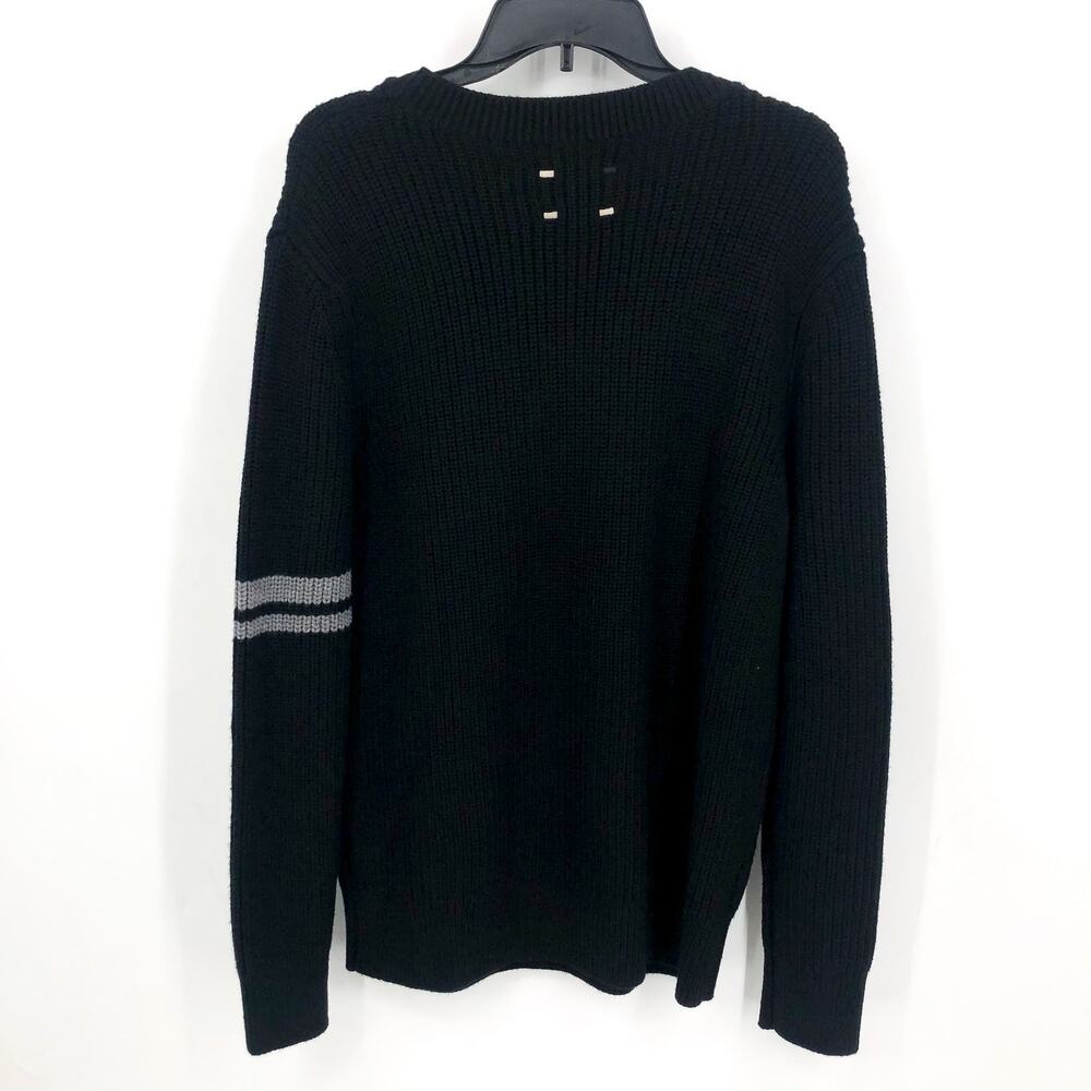 LABEL Men's Go-To Sweater XS Black Grey Merino Wool Knit Crewneck Pullover NWT - Picture 6 of 9